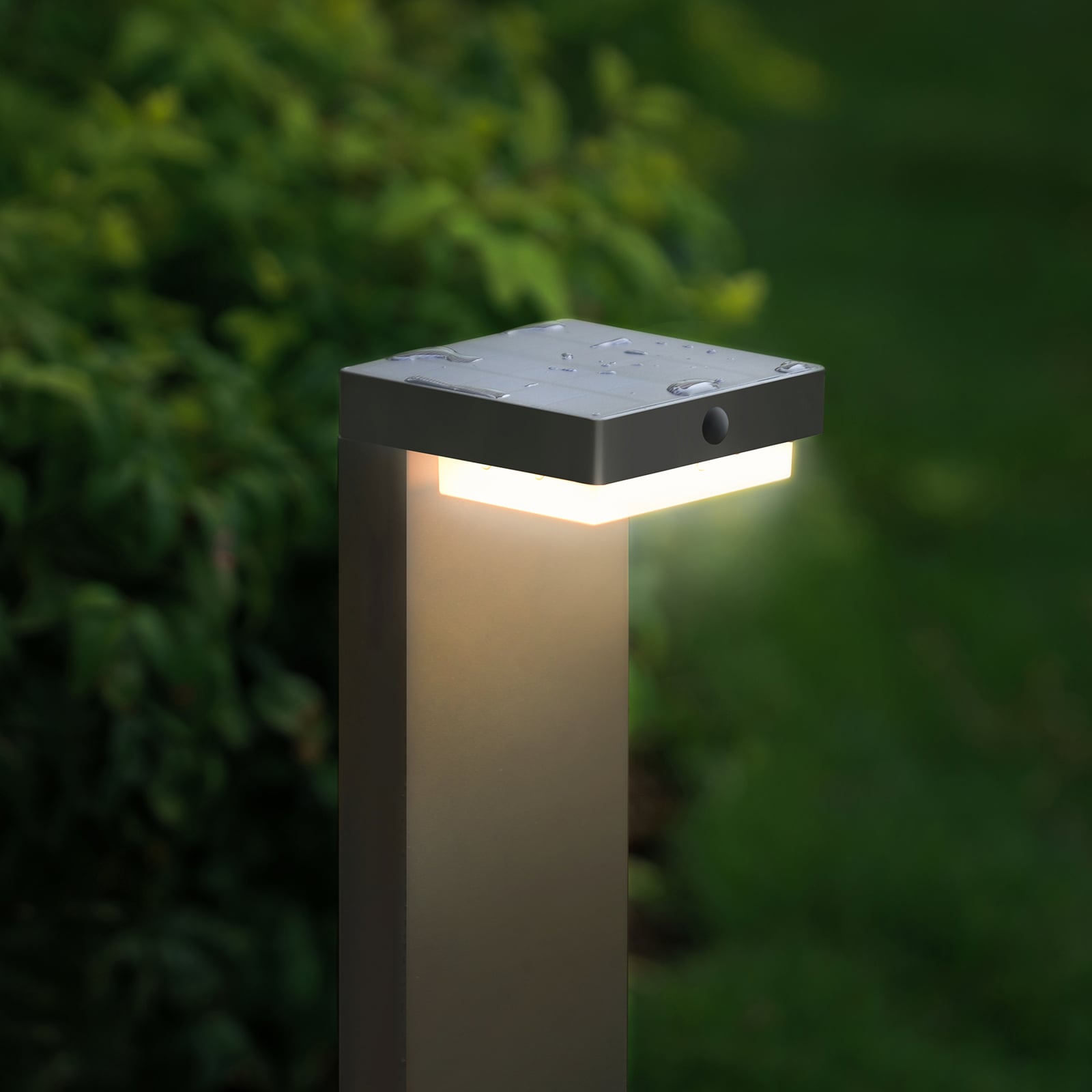LED sti-lampe oppladbar antrasitt IP44 med bevegelsessensor forfra