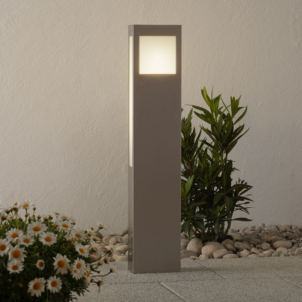 LED sti-lampe Paulo 80 rustfritt stål forfra