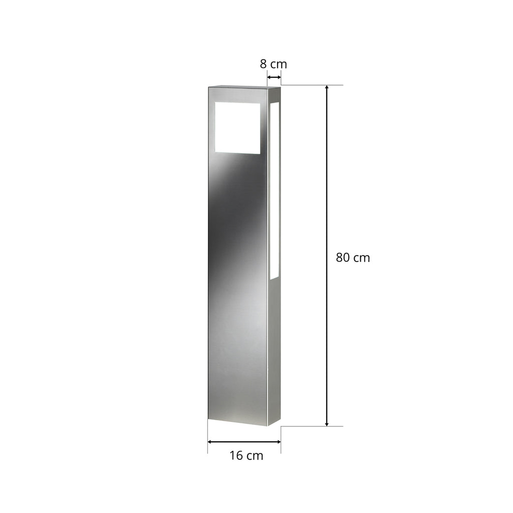 LED sti-lampe Paulo 80 rustfritt stål bakside