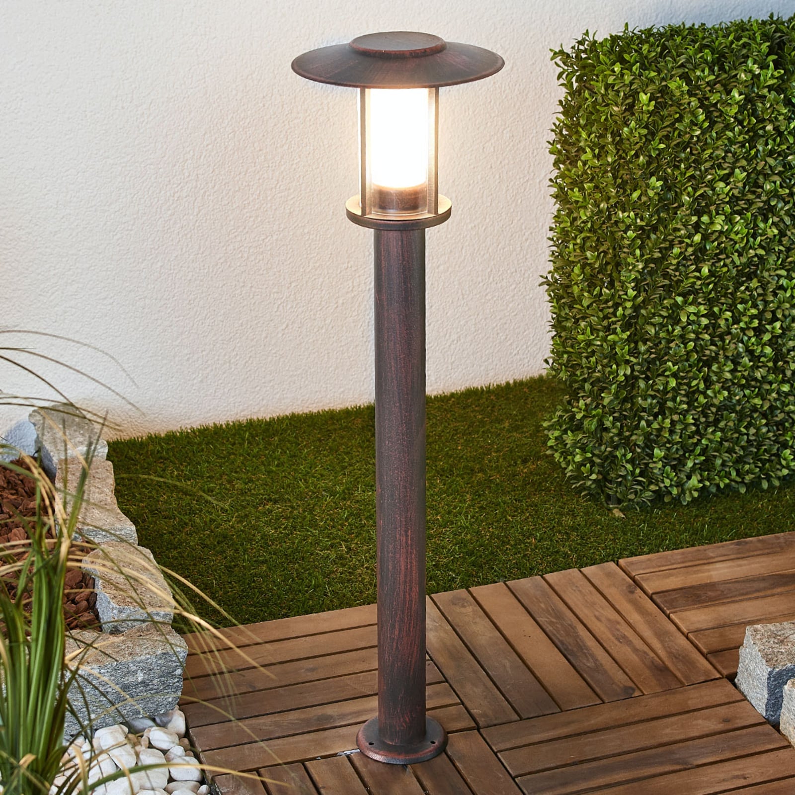LED sti-lampe Pavlos rustfarget rustfritt stål forfra