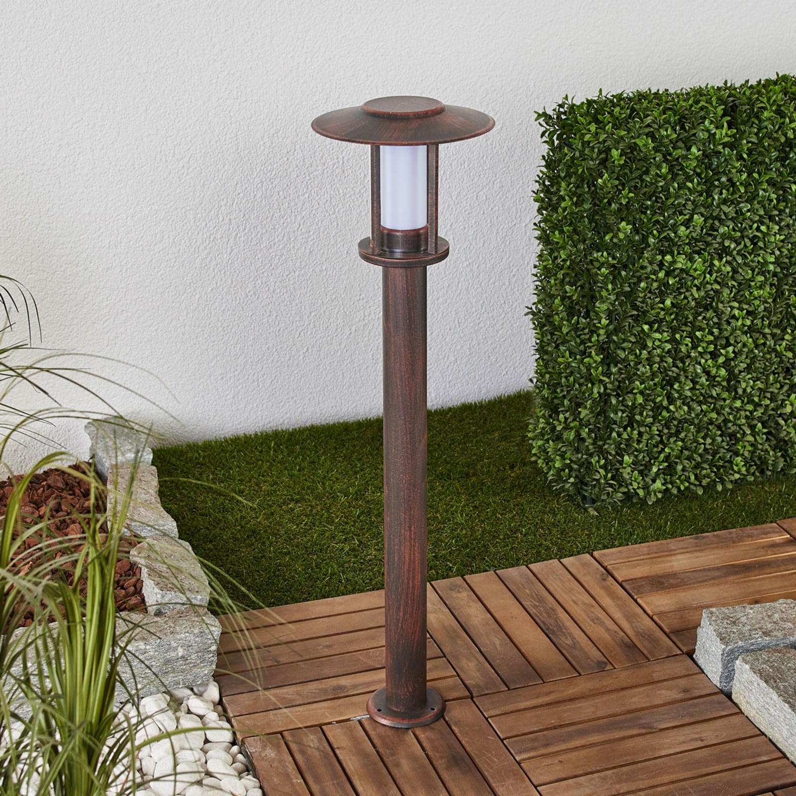 LED sti-lampe Pavlos rustfarget rustfritt stål bakside