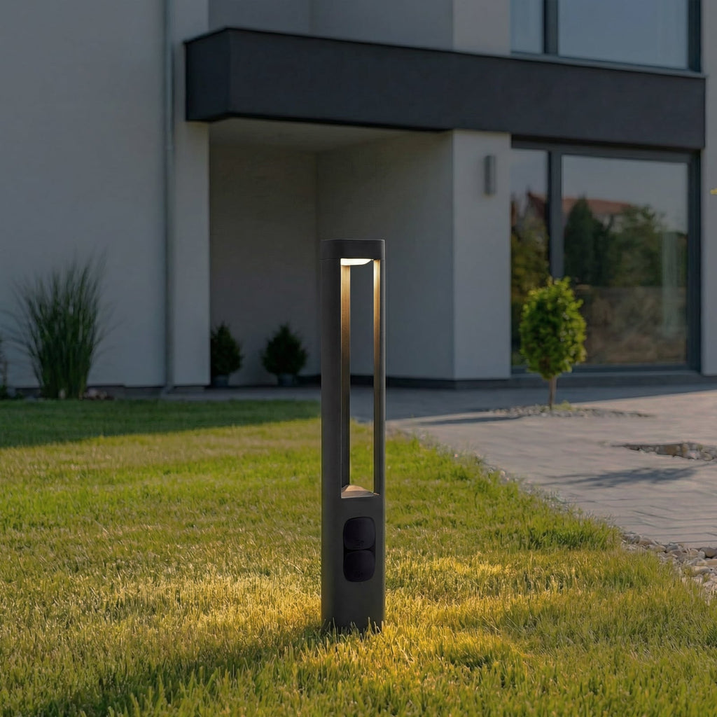 LED sti-lampe Pirron med stikkontakt antrasitt bakside