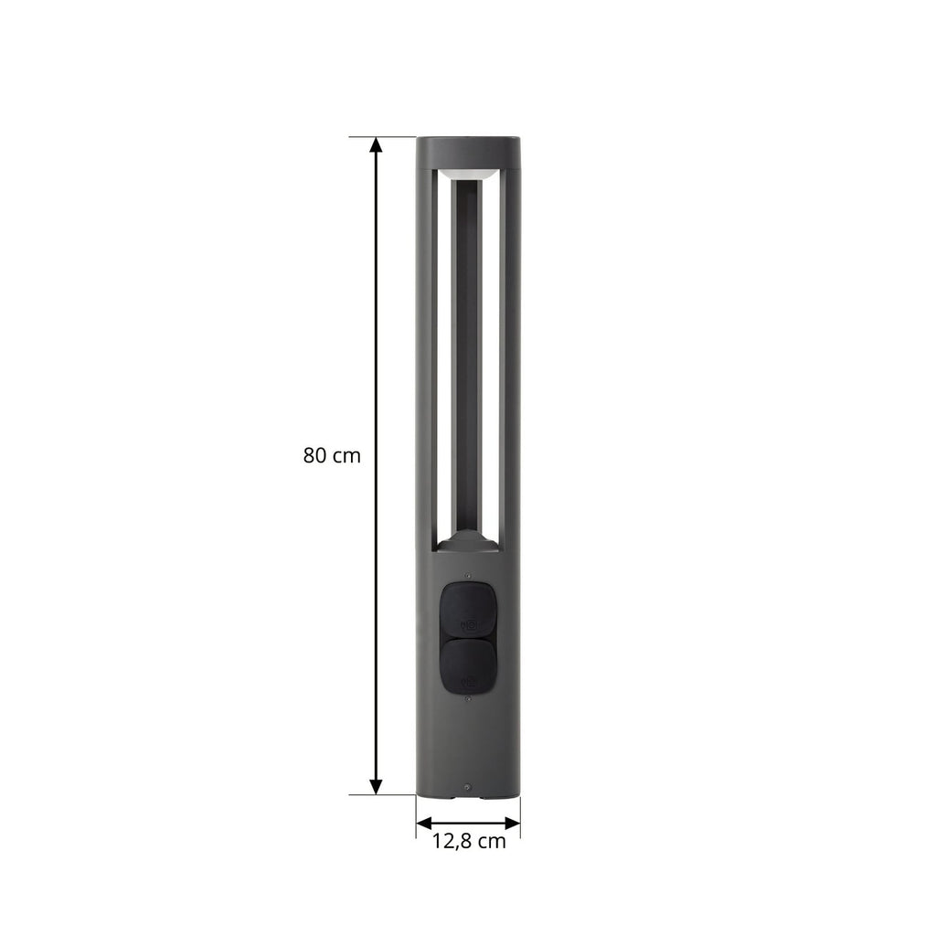 Detalj av LED sti-lampe Pirron med stikkontakt antrasitt