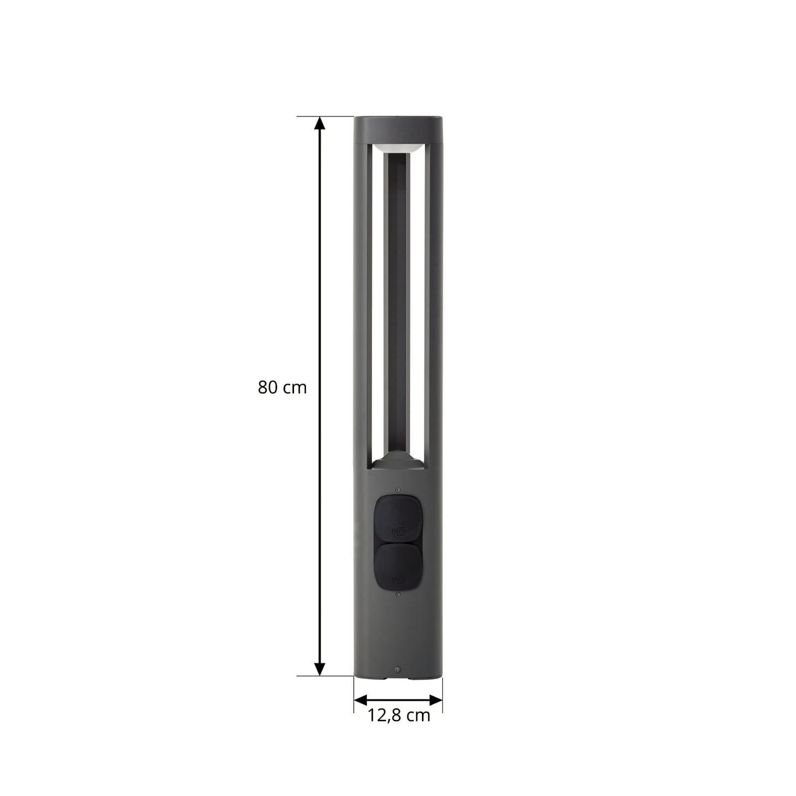 Detalj av LED sti-lampe Pirron med stikkontakt antrasitt