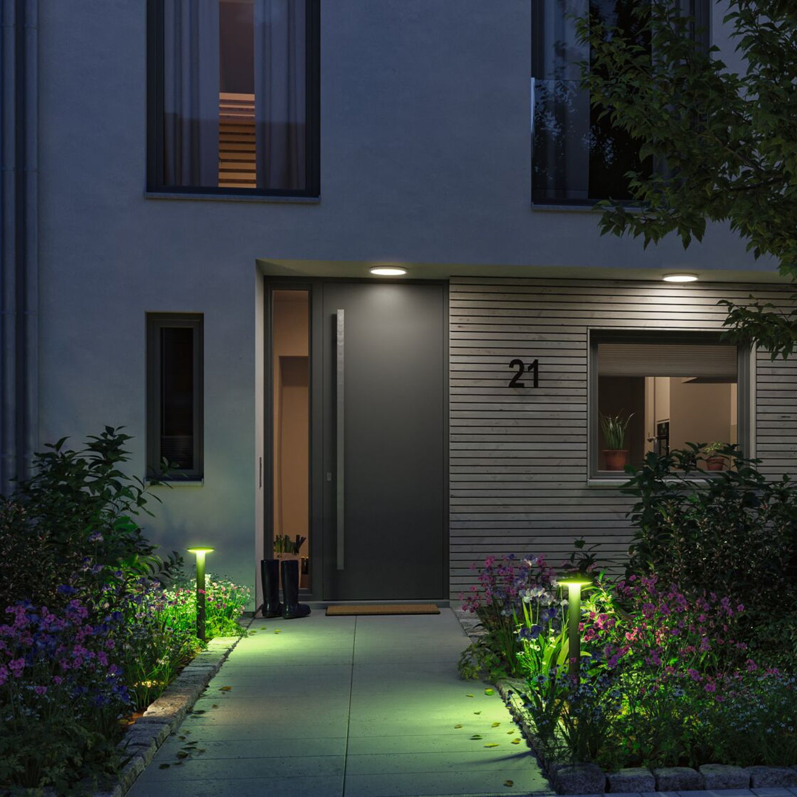LED sti-lampe Plate RGBW Zigbee dimbar antrasitt IP44 Paulmann ZigBee kontroll