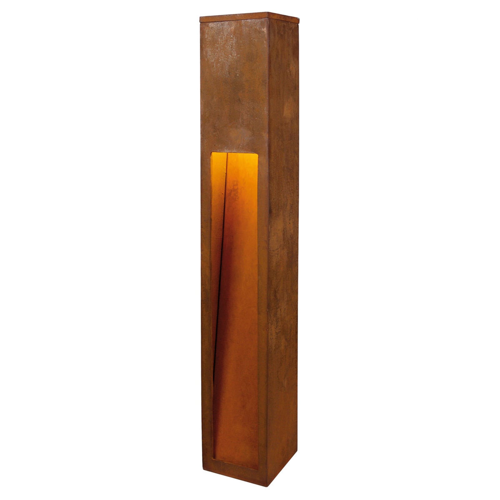 Detalj av LED sti-lampe Rusty Slot 80 cortenstål rustfarget