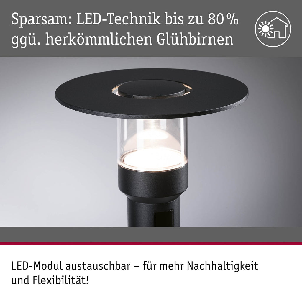 LED sti-lampe Sienna med bevegelsessensor antrasitt lys i mørket