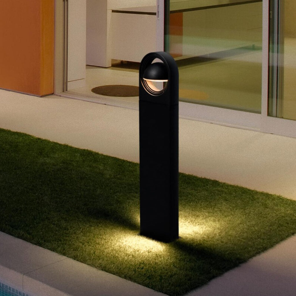 LED sti-lampe Swing Round WiFi dimbar svart IP44 forfra