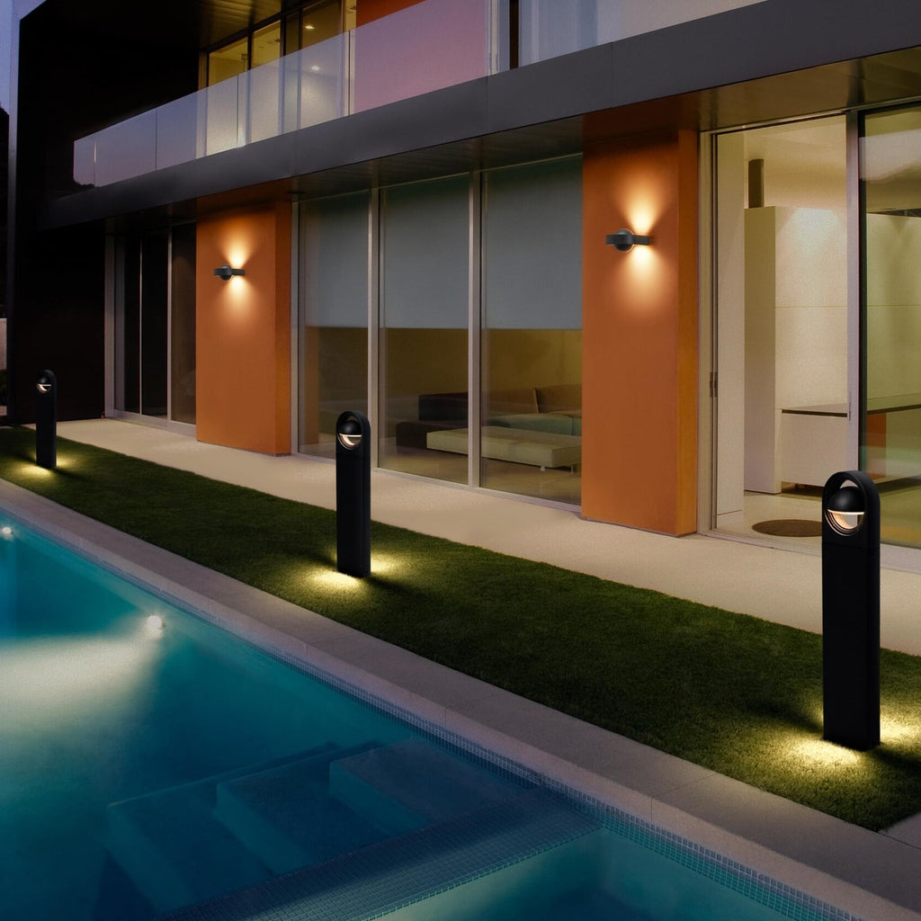 LED sti-lampe Swing Round WiFi dimbar svart IP44 bakside