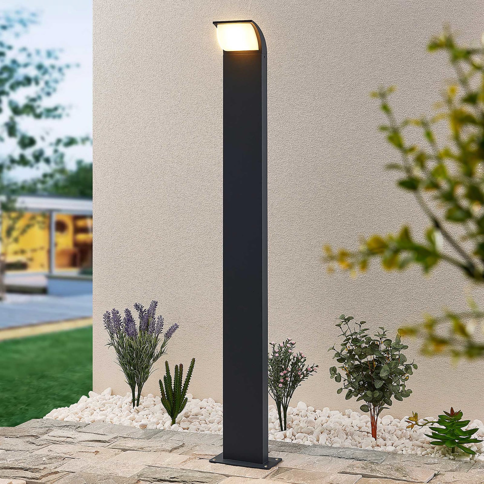LED sti-lampe Tinna antrasitt aluminium 100 cm IP65 forfra