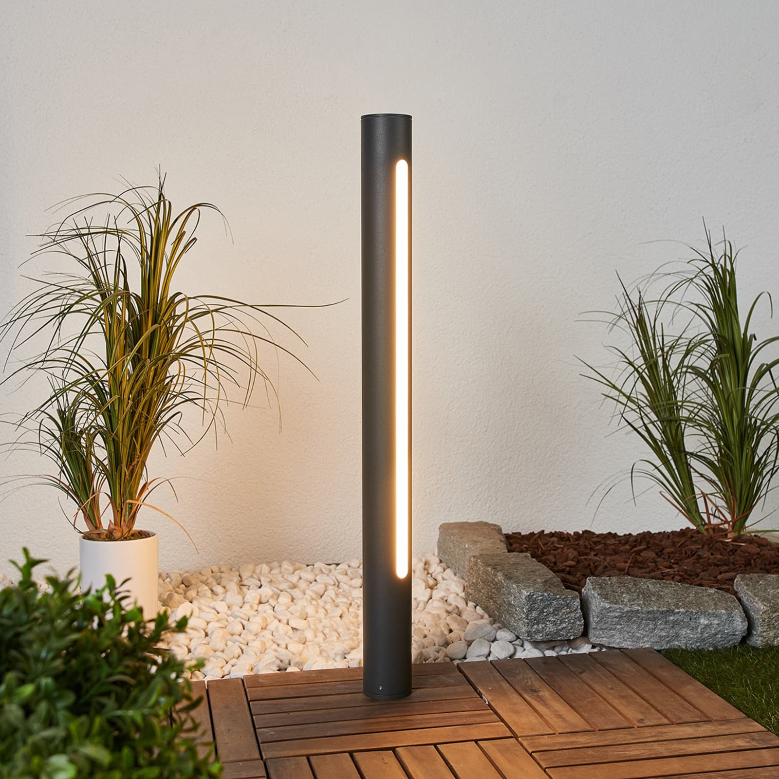 LED sti-lampe Tomas mørkegrå aluminium bakside