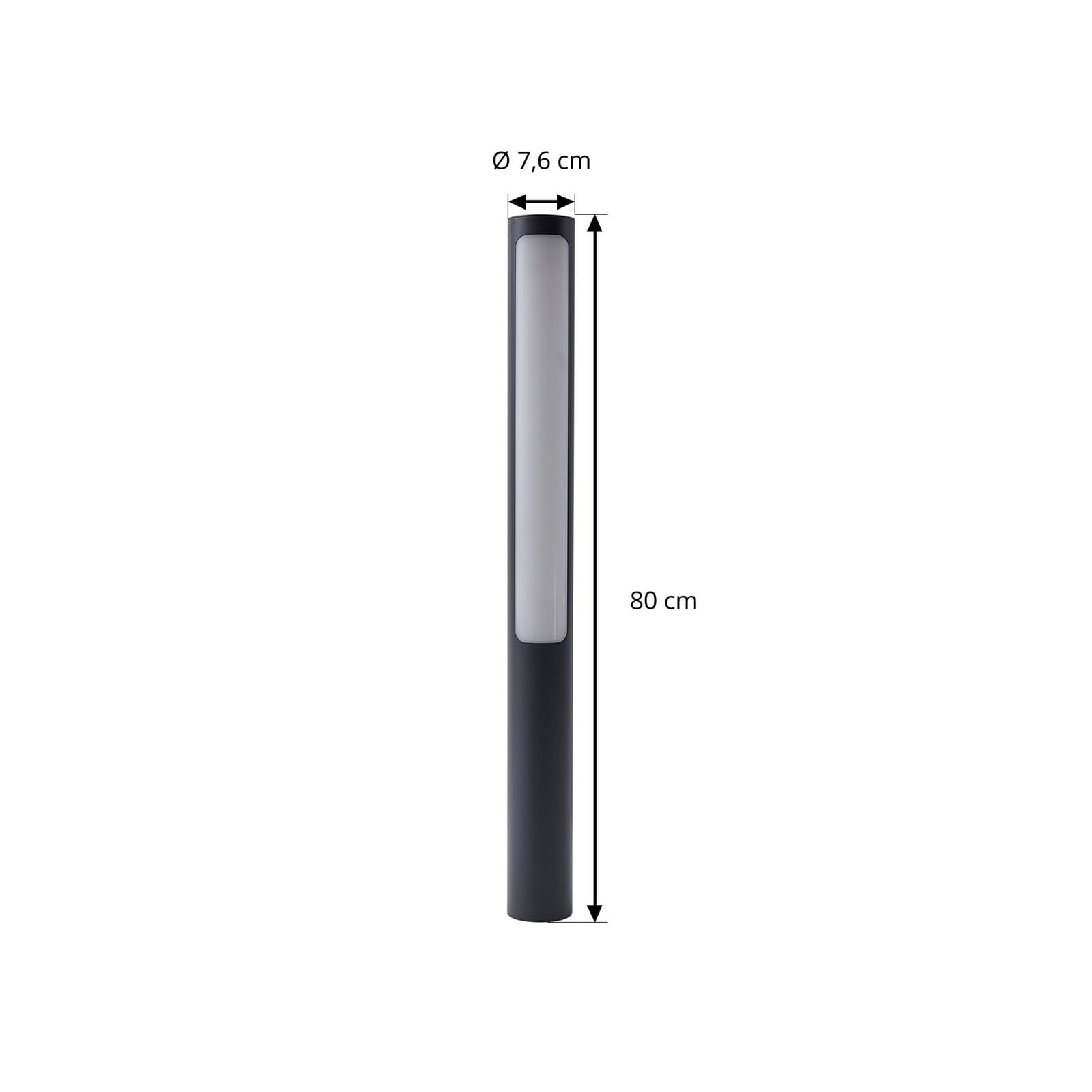 Nærbilde av LED sti-lampe Tuberia antrasitt 80 cm IP65