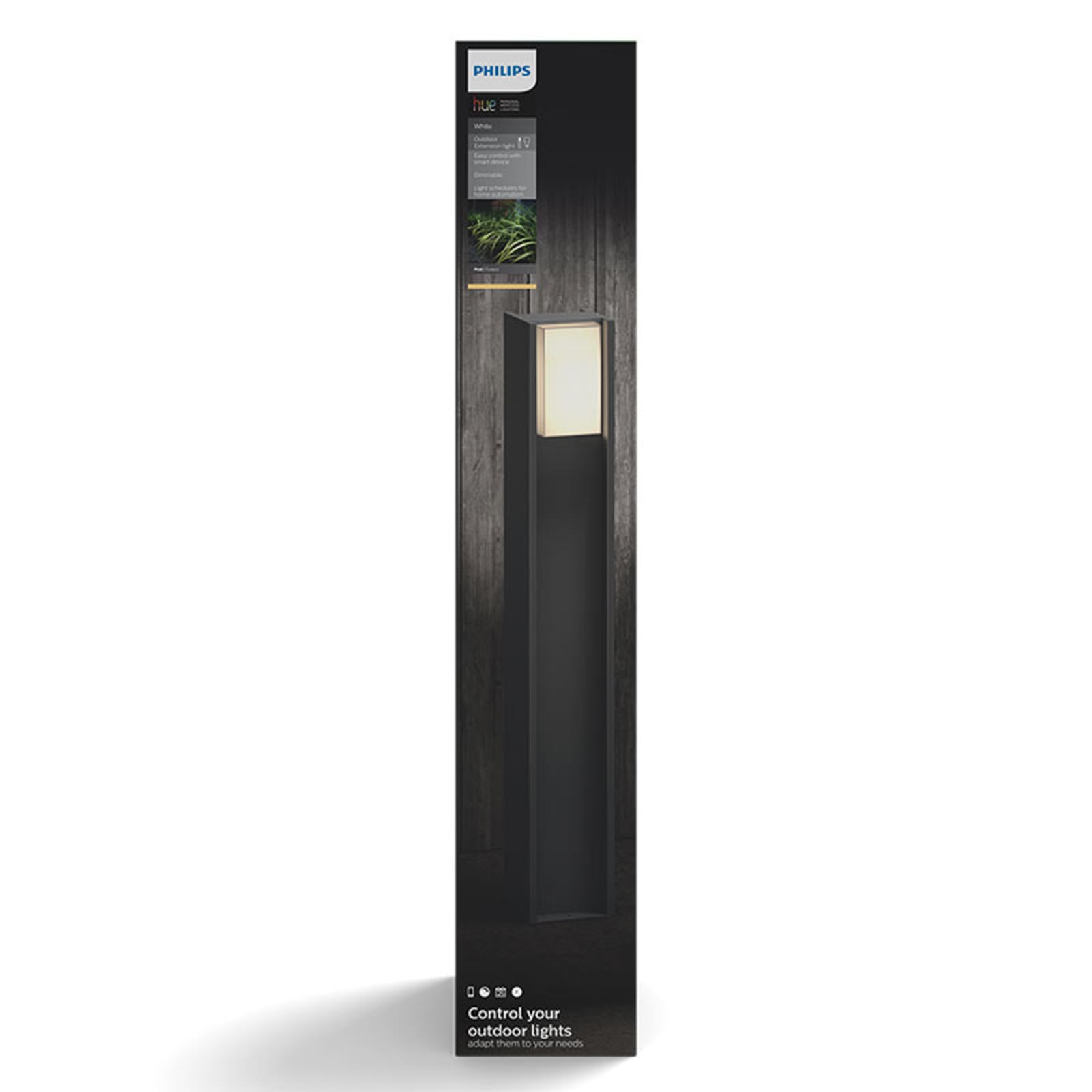LED sti-lampe Turaco dimbar Zigbee antrasitt Philips Hue i bruk