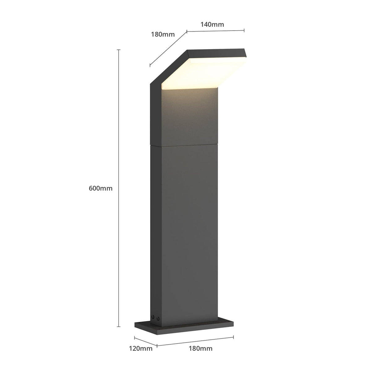LED sti-lampe Yolena antrasitt aluminium lys i mørket