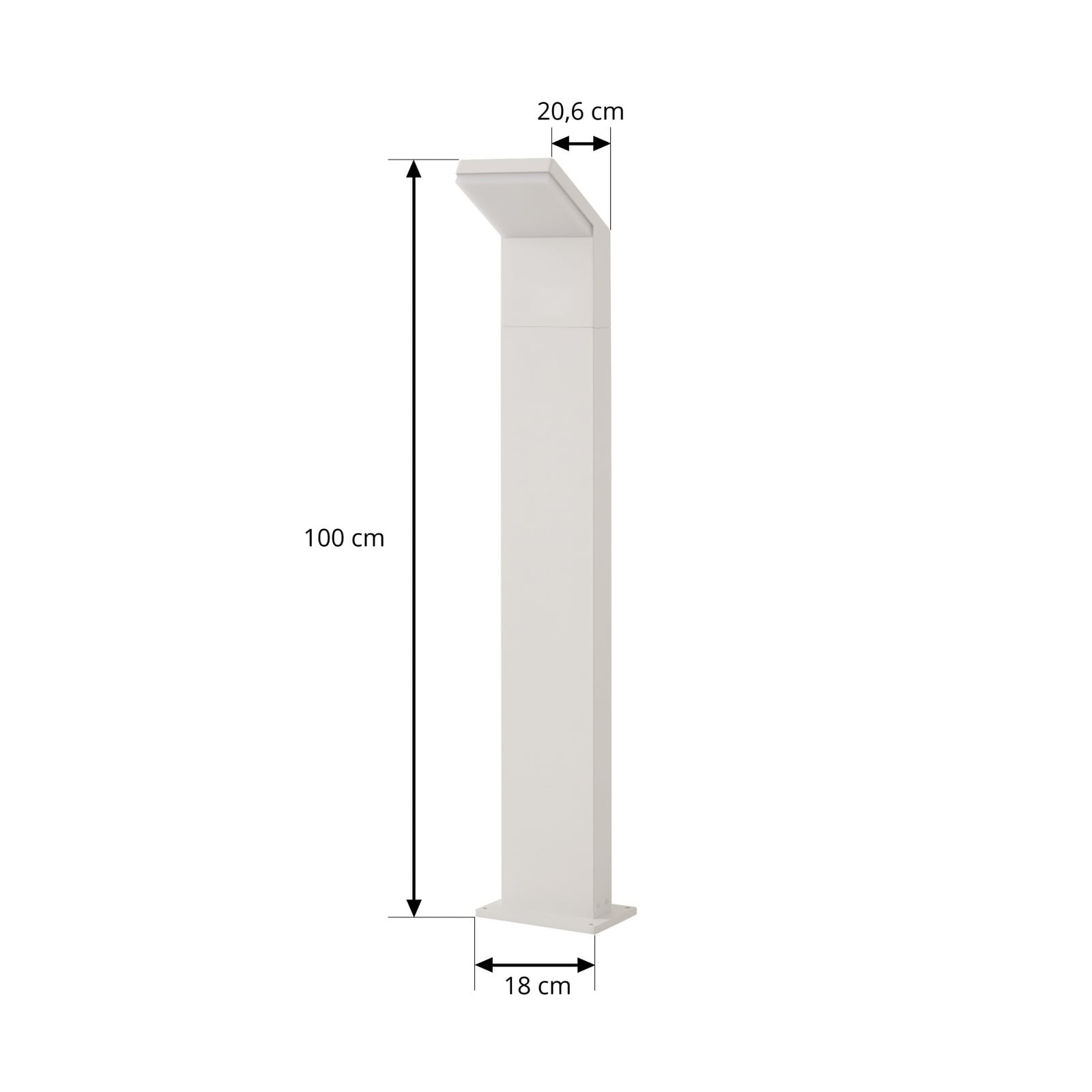 Detalj av LED sti-lampe Yolena hvit aluminium 100 cm