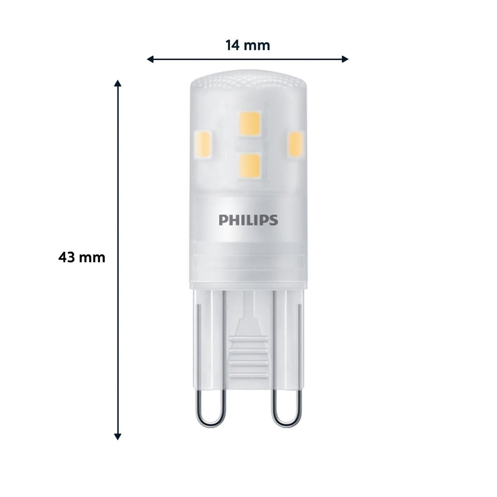 Detalj av LED stiftpære G9 1,9W 2700K 220lm matt 3-pakning Philips