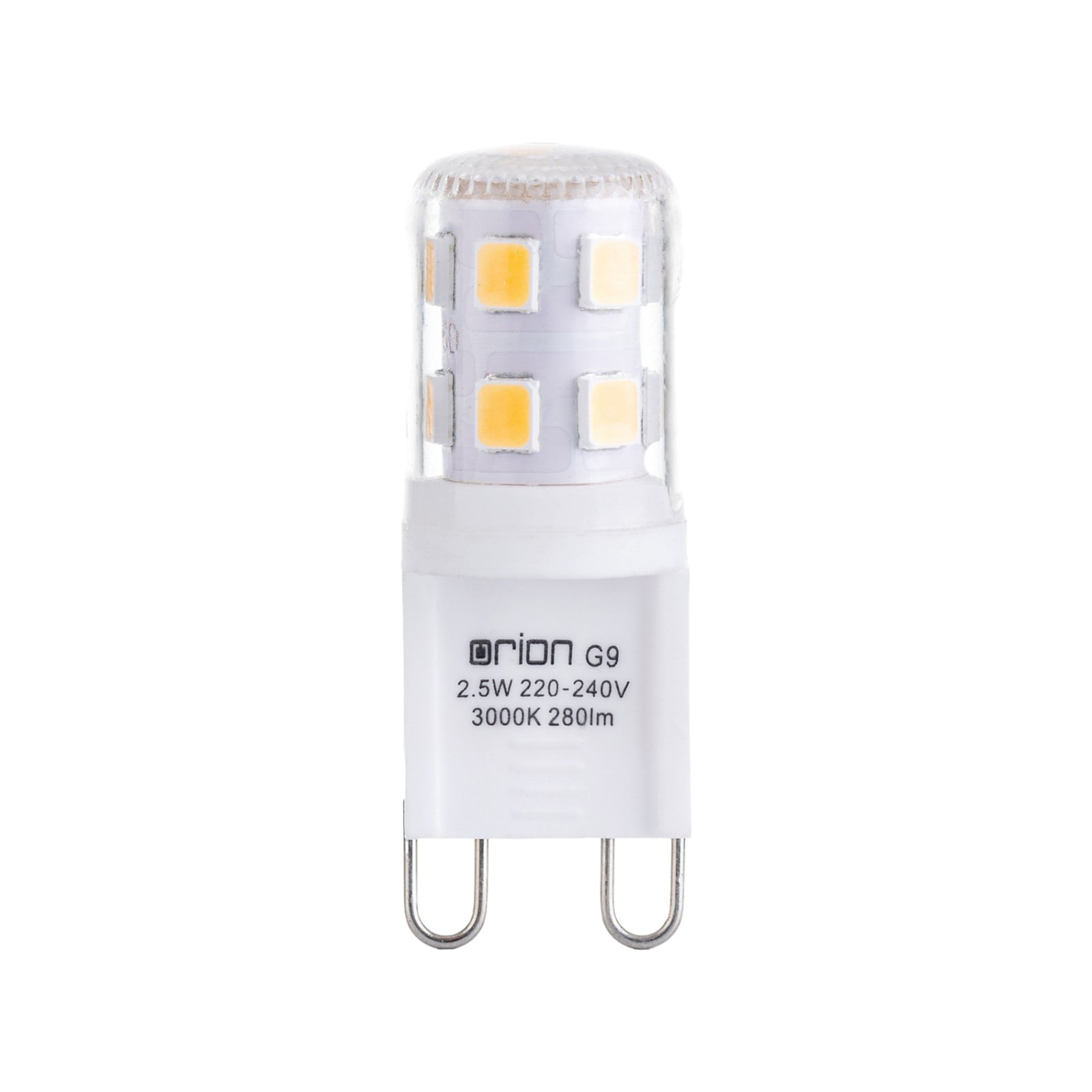 LED stiftpære G9 2,5W 280lm 3000K klar - ORION forfra