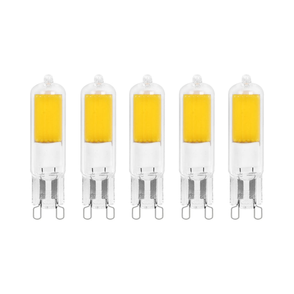 LED stiftpære G9 2,2W 2700K 250lm klar 5-pakning forfra