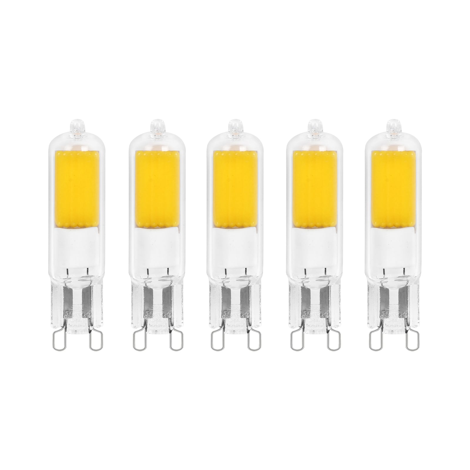 LED stiftpære G9 2,2W 2700K 250lm klar 5-pakning forfra