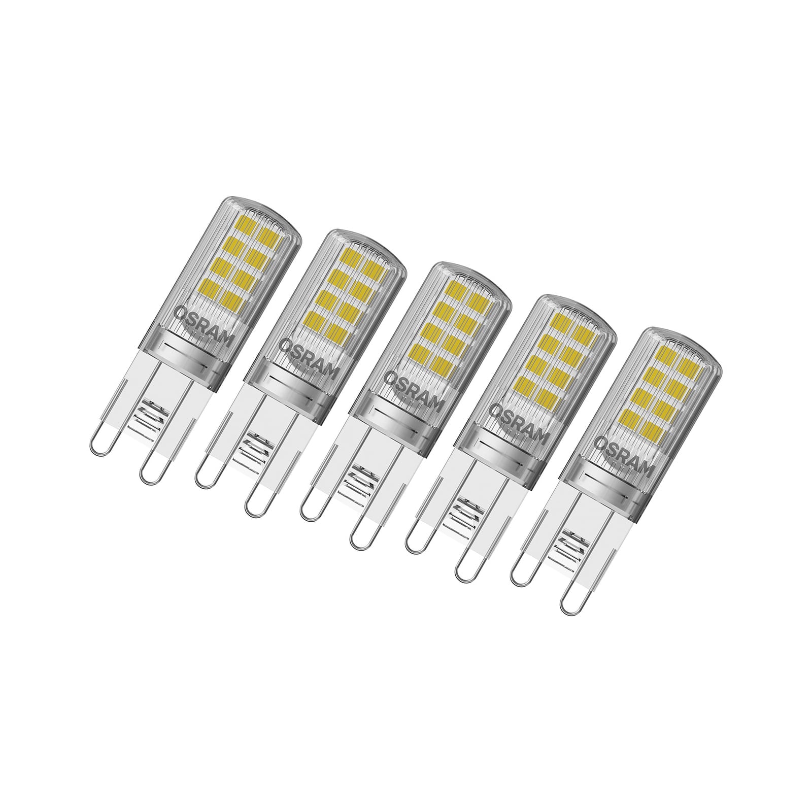 LED stiftpære G9 2,6W 320lm 2700K klar 5-pakning - OSRAM forfra
