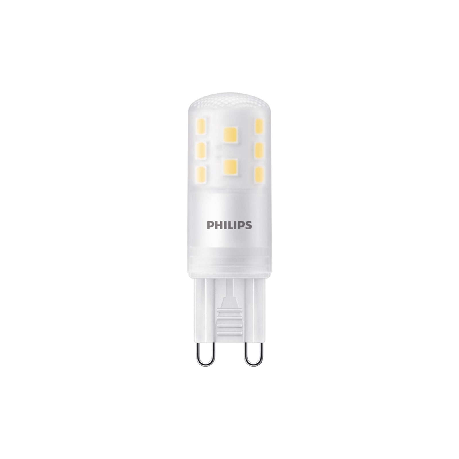 LED stiftpære G9 3,7W 470lm 2700K matt 3-pakning Philips bakside