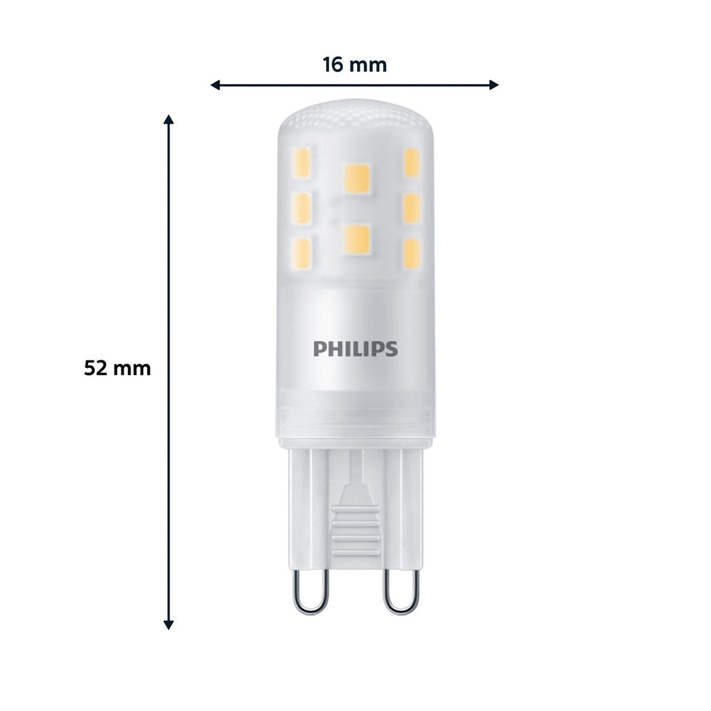 Detalj av LED stiftpære G9 3,7W 470lm 2700K matt 3-pakning Philips
