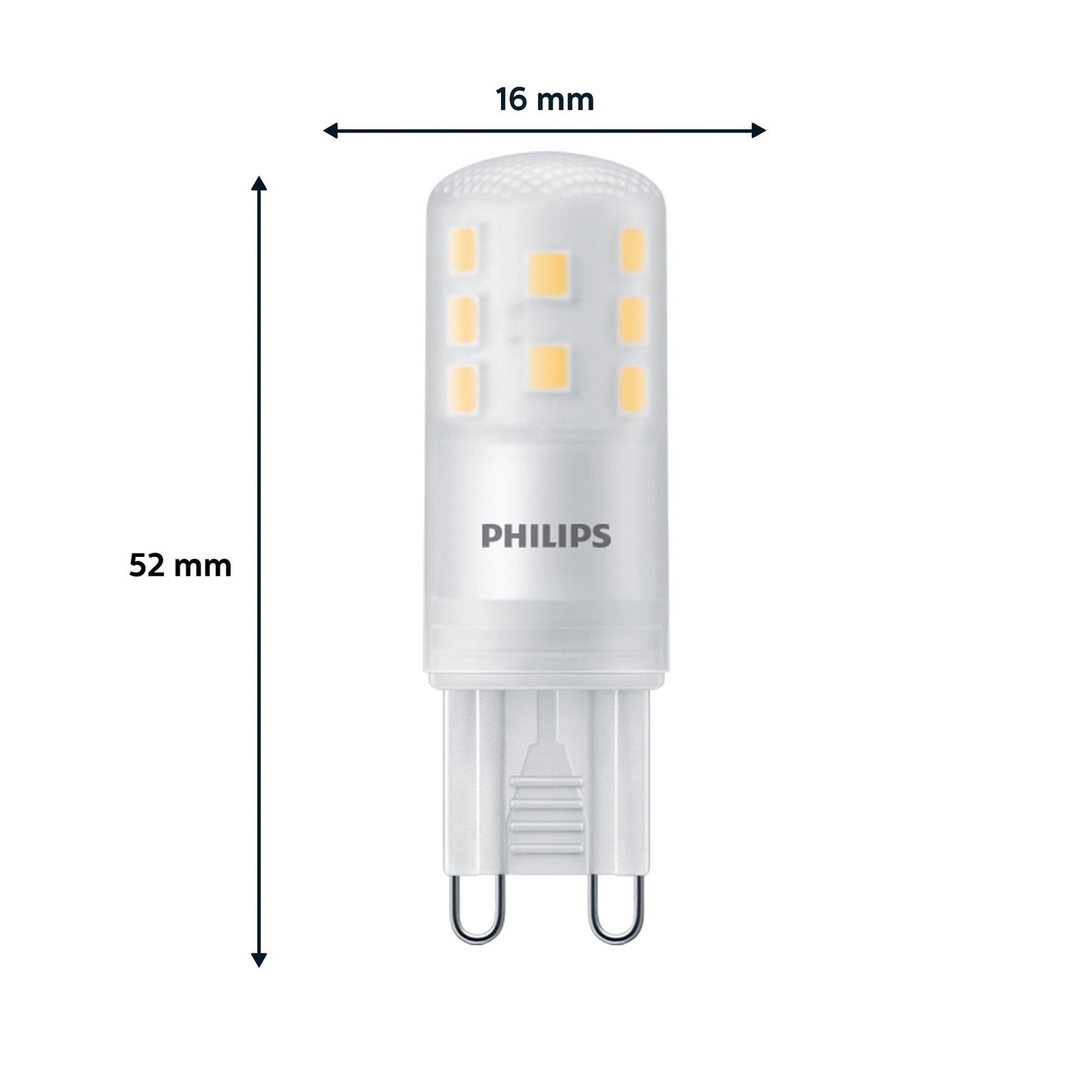 Detalj av LED stiftpære G9 3,7W 470lm 2700K matt 3-pakning Philips