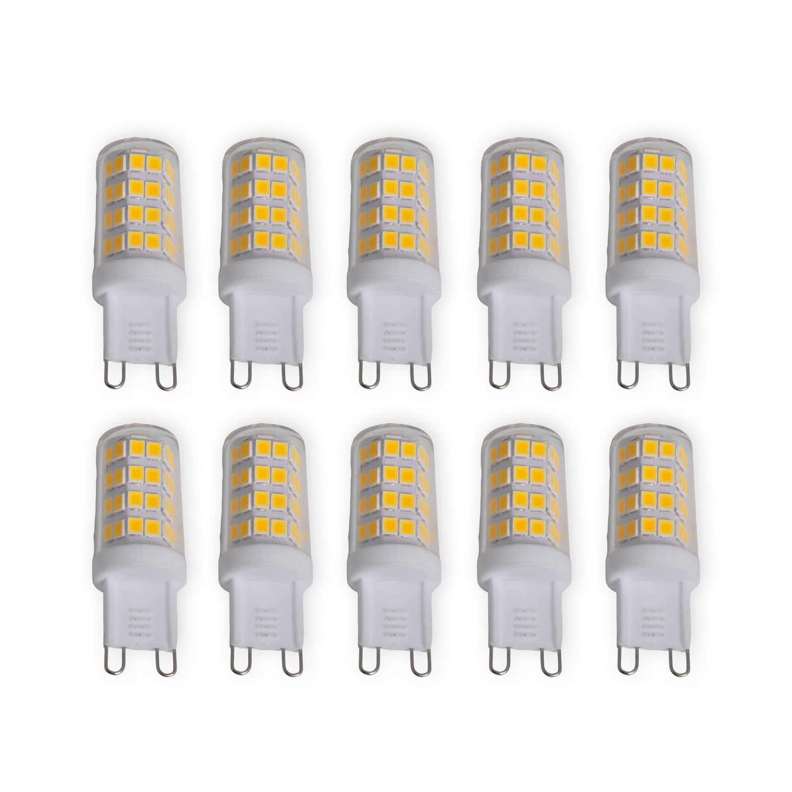LED stiftpære G9 3W klar 3000K 10-pakning Lindby forfra