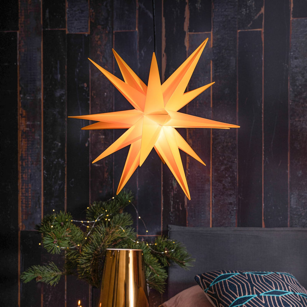 LED-stjerne gul Ø40 cm 18 takker IP44 utendørs - STERNTALER bakside