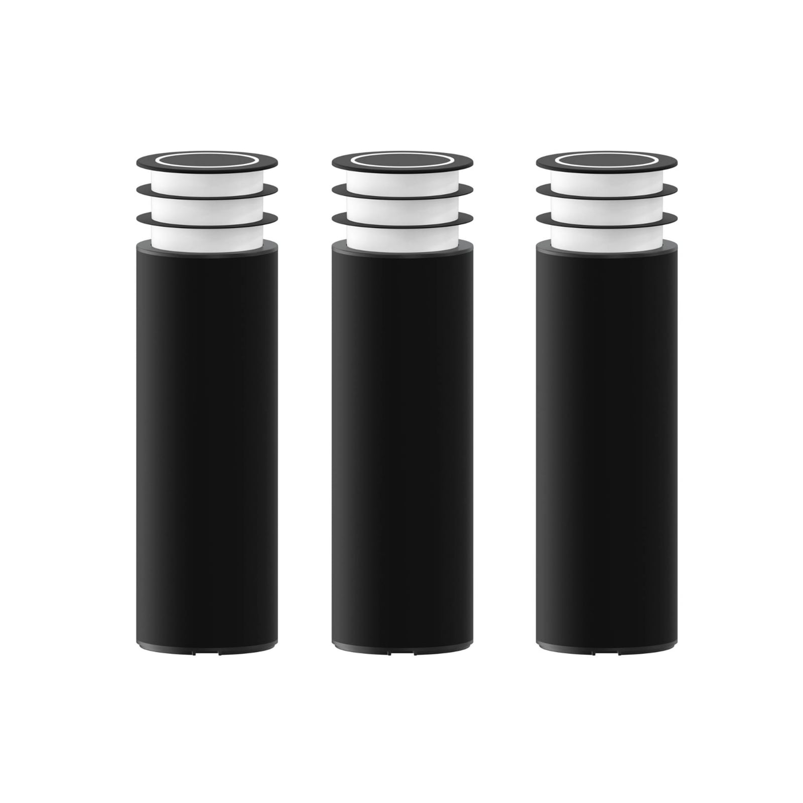 LED stolpelampe 3-sett RGBW Bluetooth med spyd svart IP44 - Calex forfra