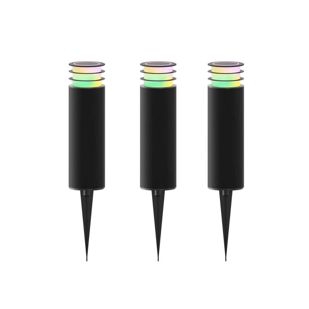 LED stolpelampe 3-sett RGBW Bluetooth med spyd svart IP44 - Calex bakside