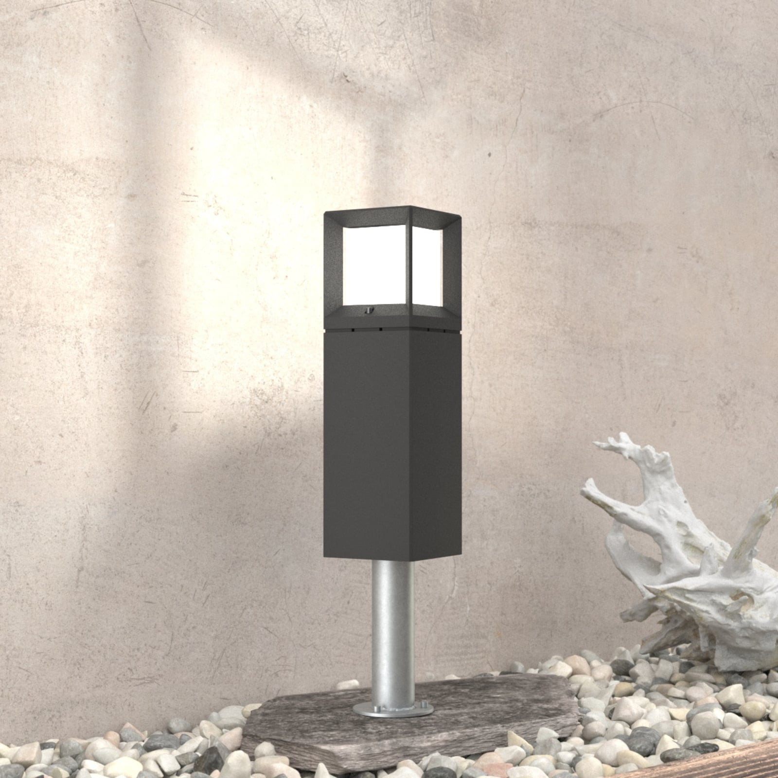 LED stolpelampe 84604 grafitt kvadratisk 40 cm bakside