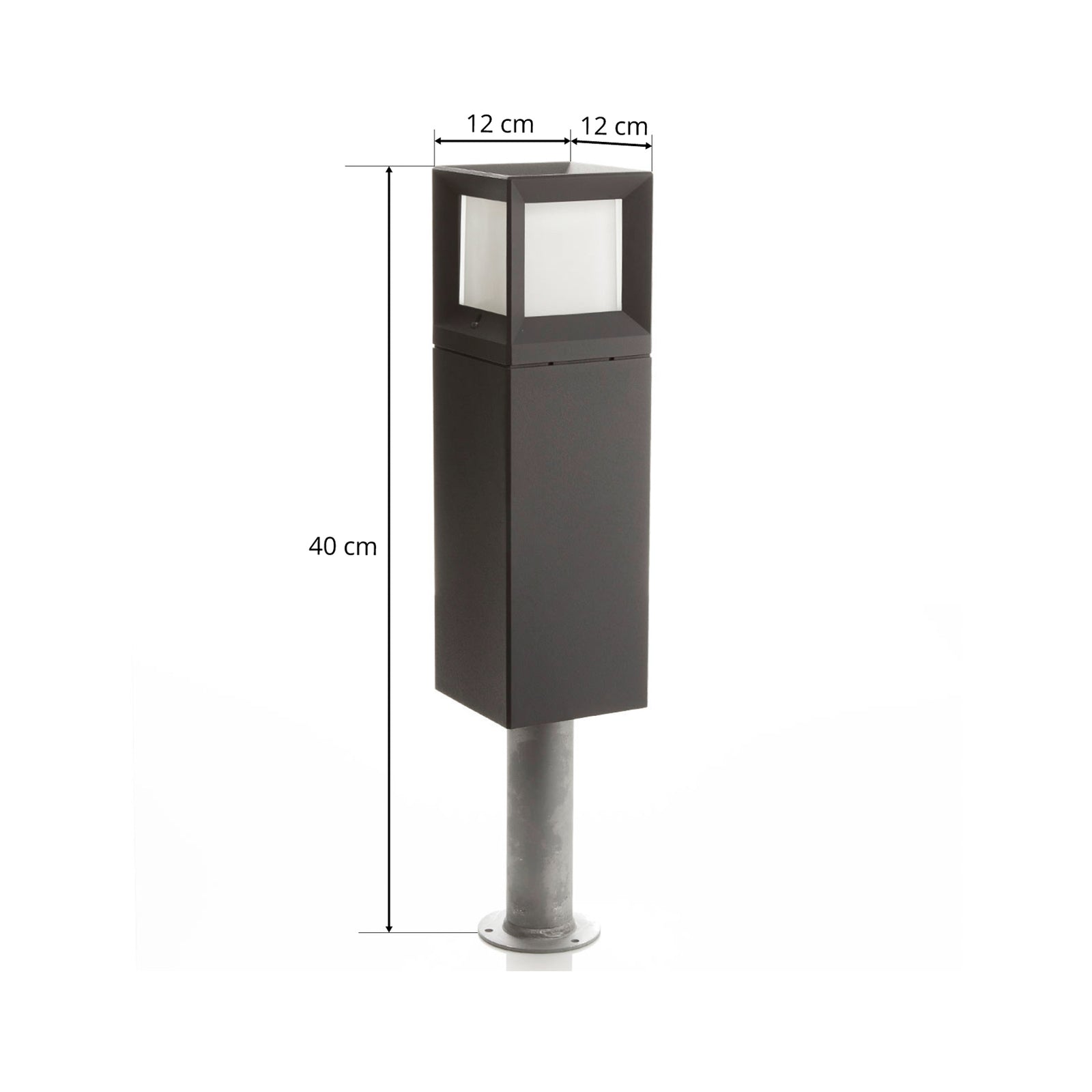 LED stolpelampe 84604 grafitt kvadratisk 40 cm i miljø
