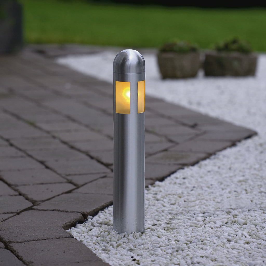 LED stolpelampe Amalfi 3-pk med jordspyd sølv IP44 forfra