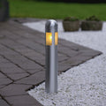 LED stolpelampe Amalfi 3-pk med jordspyd sølv IP44 forfra