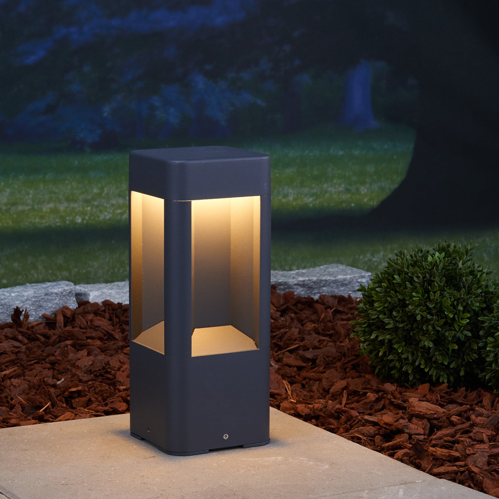 LED stolpelampe Annika antrasitt aluminium 30 cm IP54 bakside