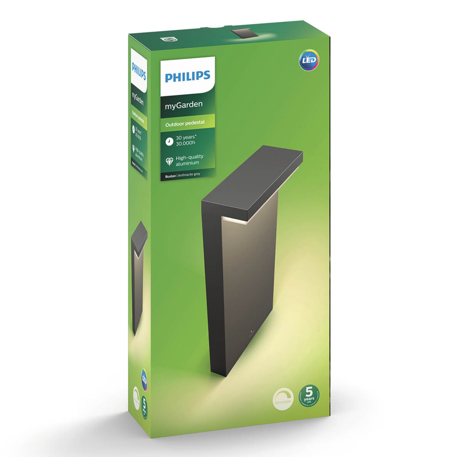 LED stolpelampe Bustan antrasitt aluminium IP44 2700K sideprofil