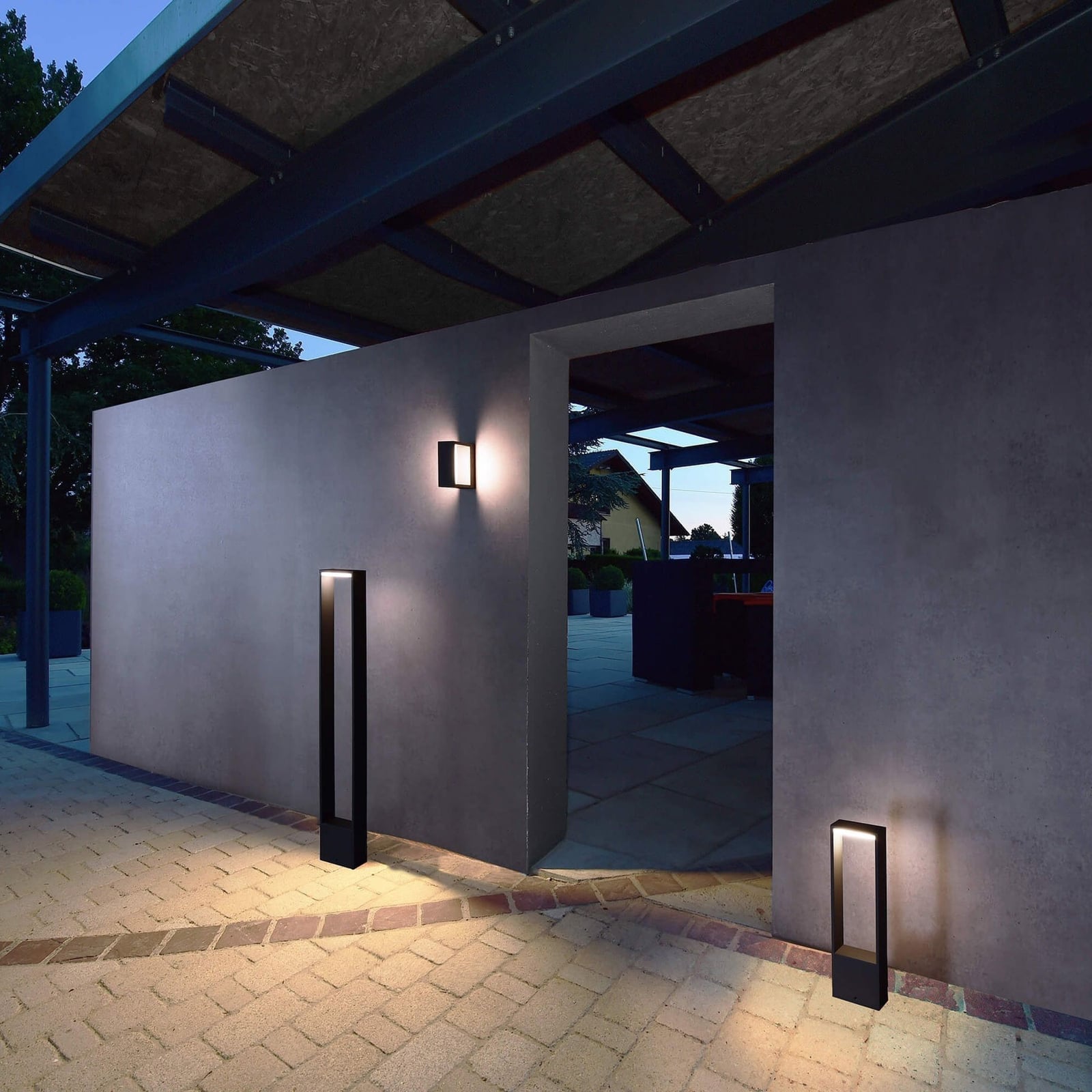 LED stolpelampe Cata IV antrasitt aluminium lys i mørket