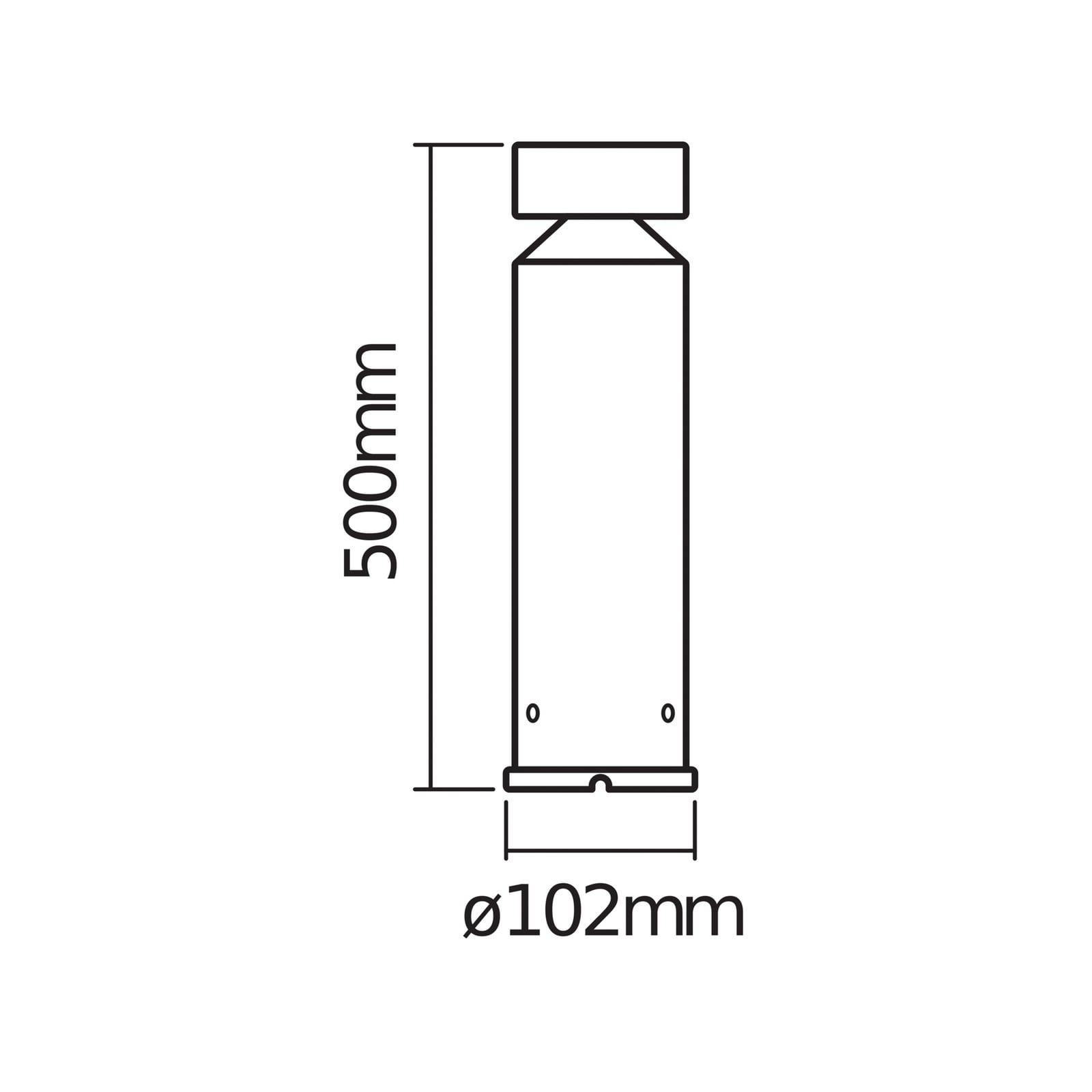 LED stolpelampe ENDURA STYLE CYLINDER rustfritt stål bakside