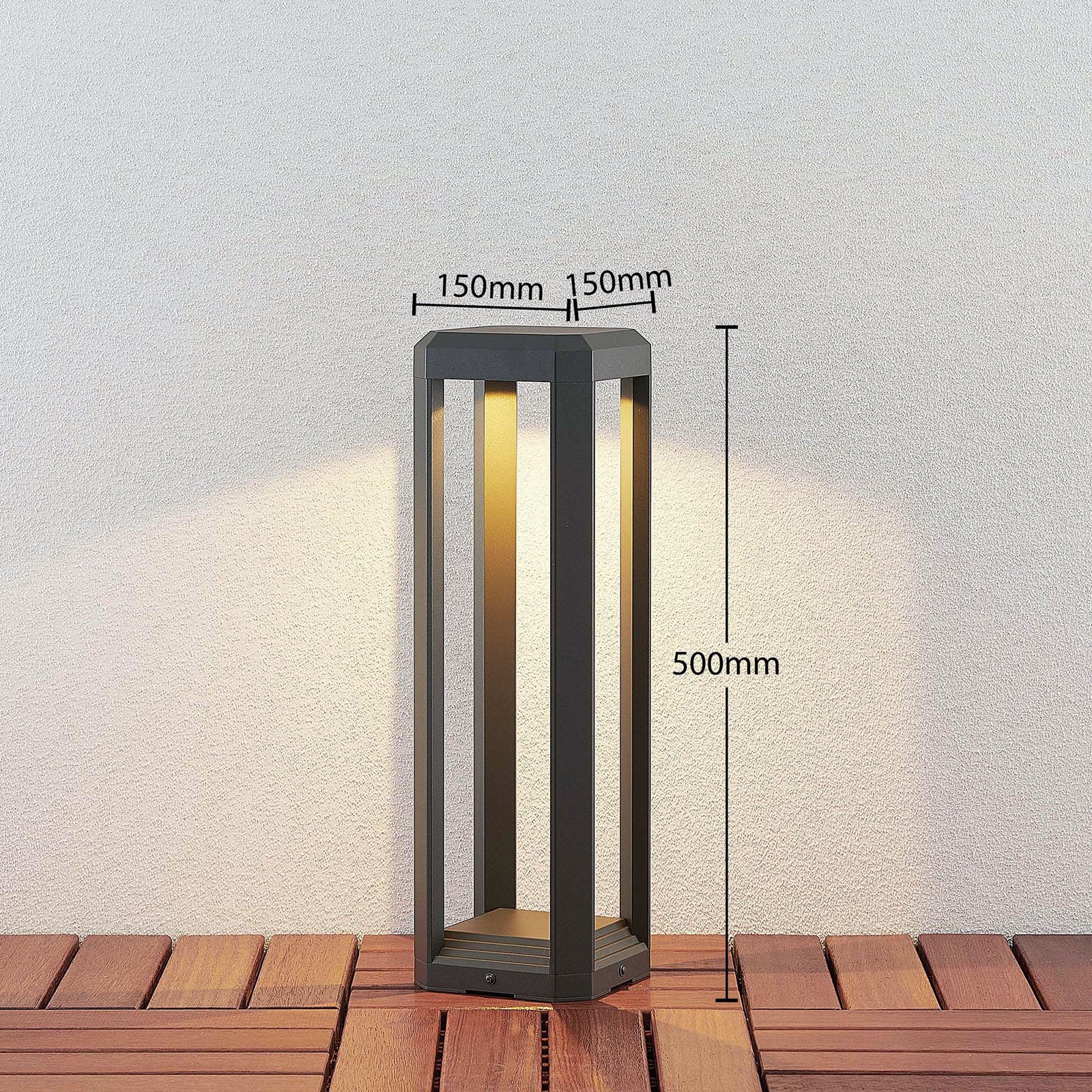 Montert LED stolpelampe Fery antrasitt aluminium 50 cm IP65 i hage