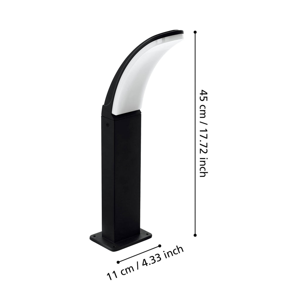 LED stolpelampe Fiumicino buet svart 45 cm IP44 detalj av lampehode