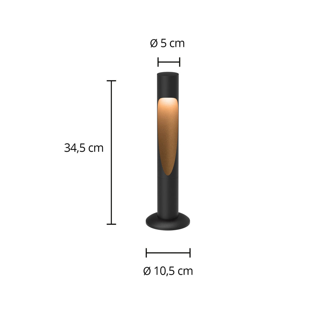 LED stolpelampe Flindt aluminium svart 35 cm IP44 24V detalj av design
