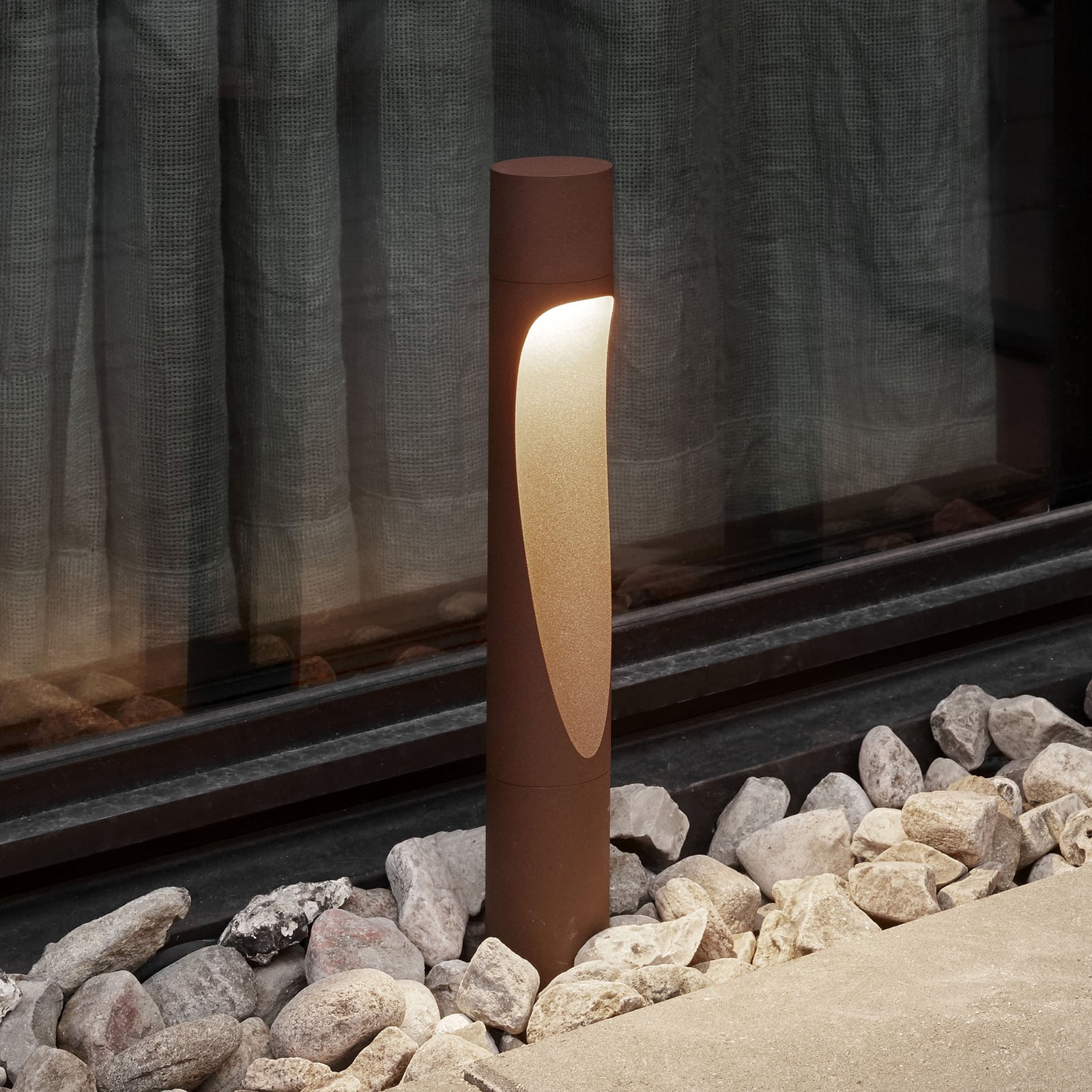 LED stolpelampe Flindt corten aluminium 35 cm IP44 front