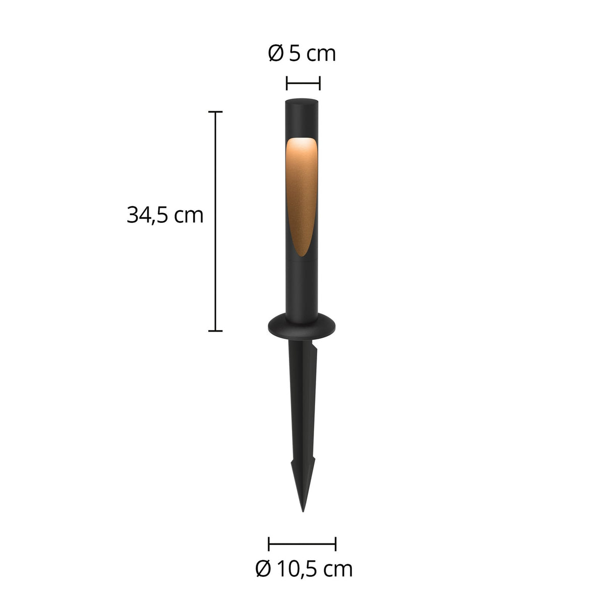 LED stolpelampe Flindt svart aluminium 35 cm bakside