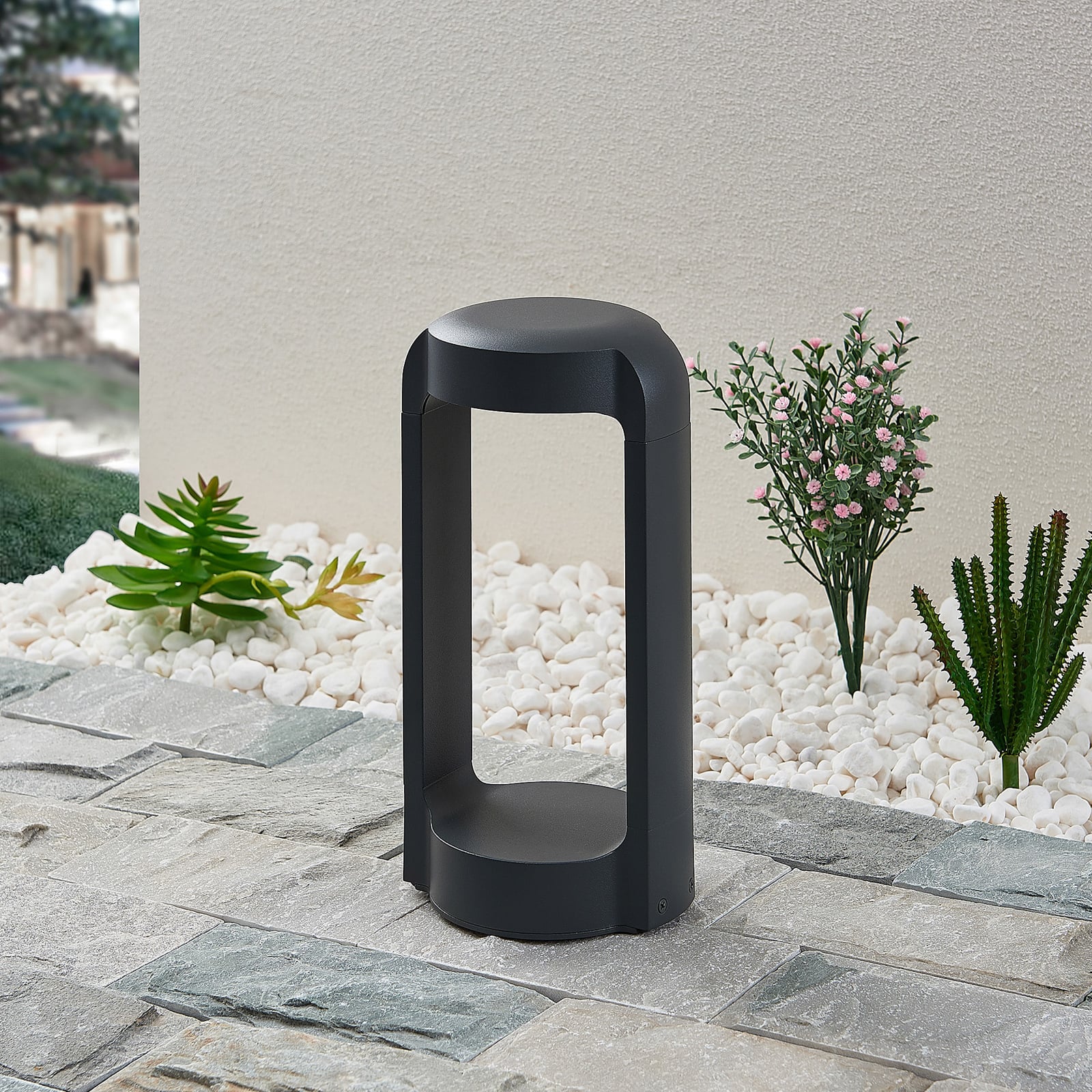LED stolpelampe Habsa antrasitt detalj av lampehode