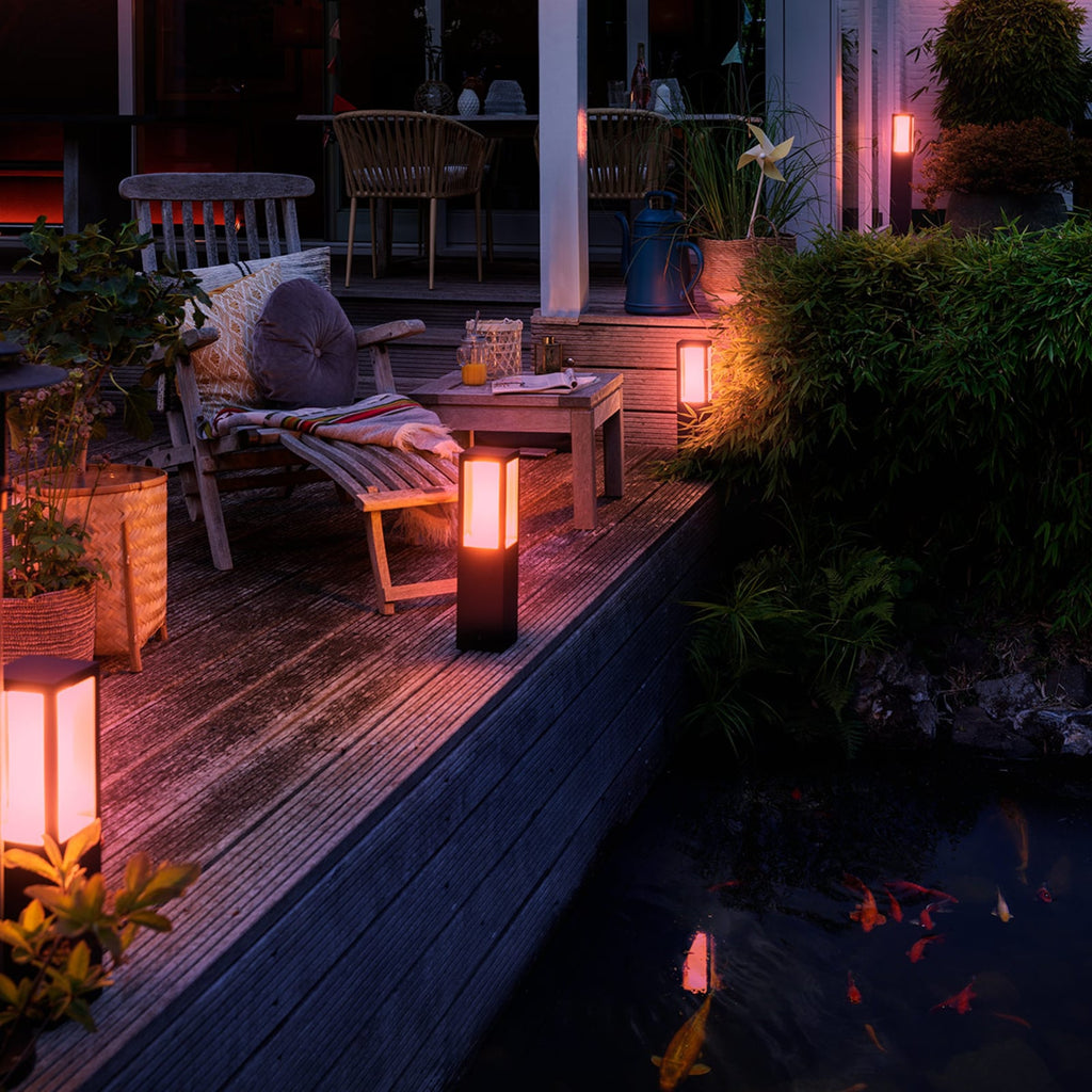 LED stolpelampe Impress svart RGBW dimbar IP44 - Philips Hue