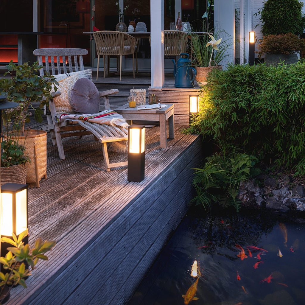 LED stolpelampe Impress svart RGBW dimbar IP44 - Philips Hue