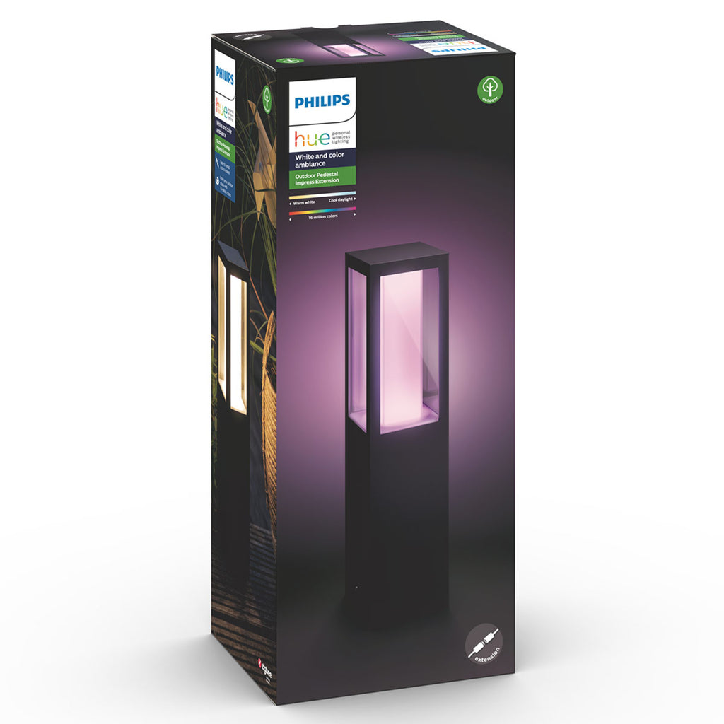 LED stolpelampe Impress svart RGBW dimbar IP44 - Philips Hue