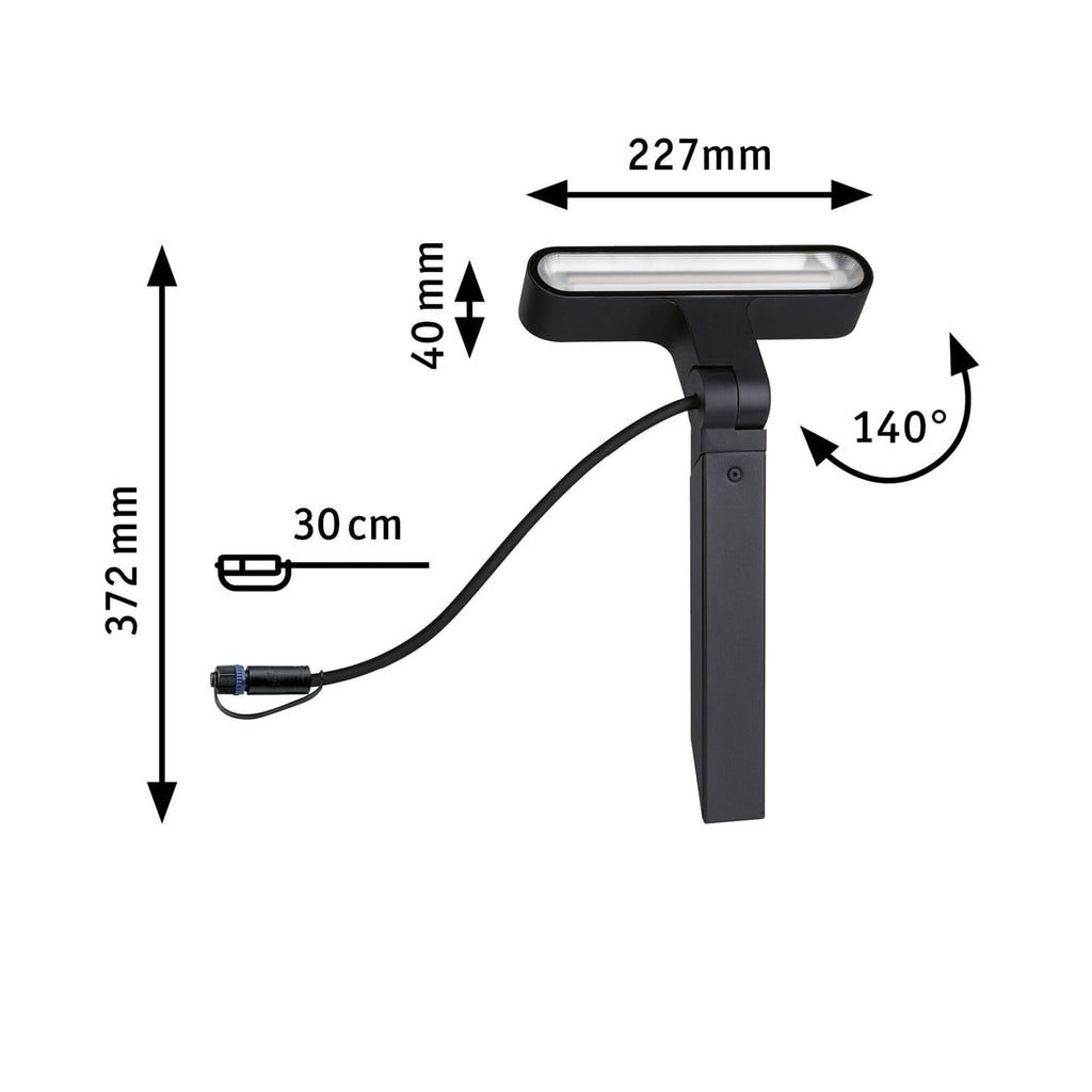 LED stolpelampe Ito horisontal metall 6W IP65 dimbar med kabel