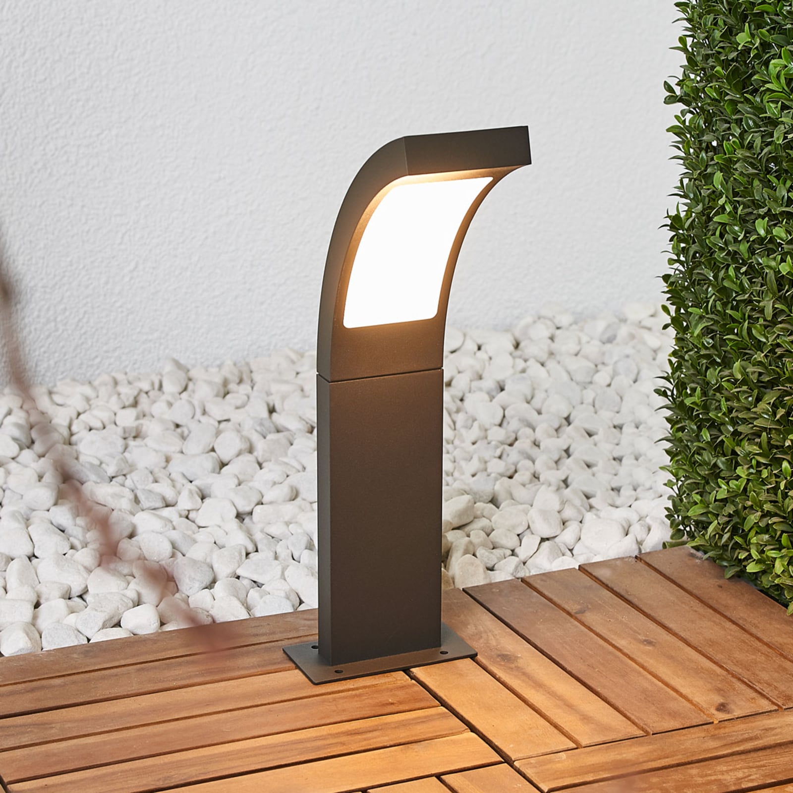LED stolpelampe Juvia antrasitt aluminium forfra